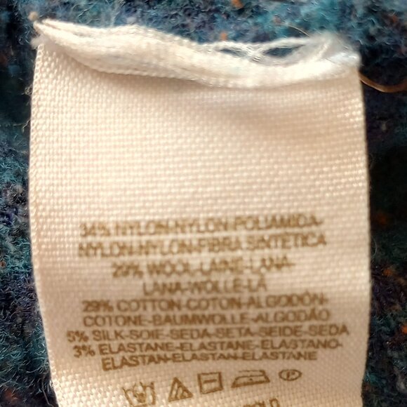 Free People Boho Y2K Henley Bodycon Top Wool Cotton Silk Bella Swan Blue Speckle - Picture 2 of 7